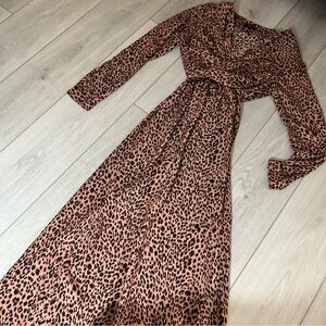 FRNCH Pink Cheetah Midi Dress